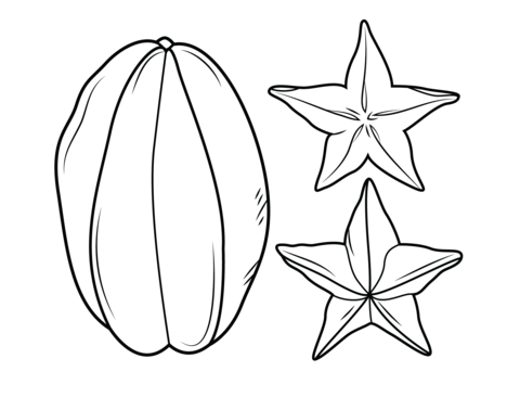 Carambola Or Star Fruit Coloring Page